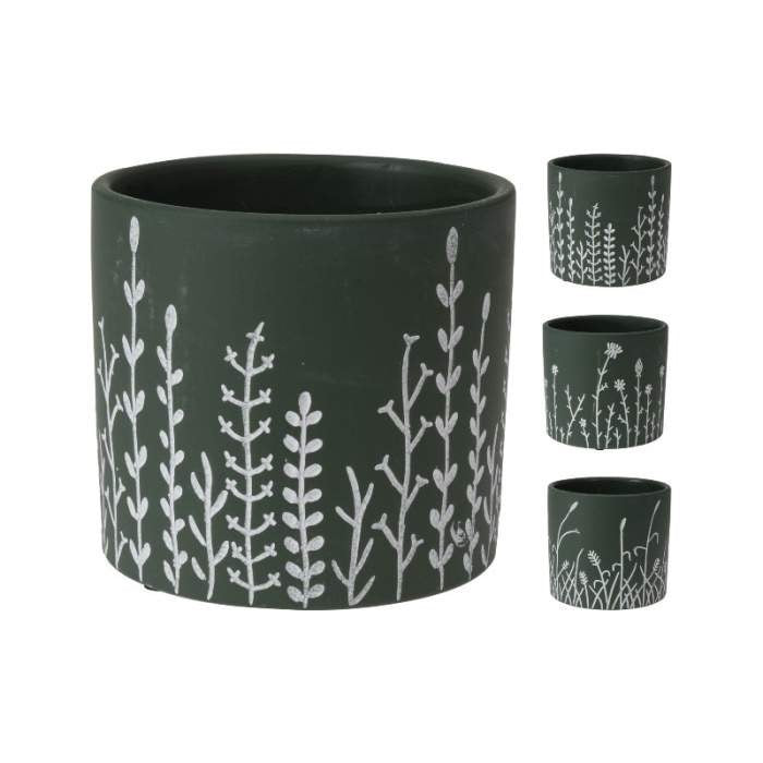 VASO PLANT D.12XH10CM VERDE IN CERAMICA IN 3 MODEL