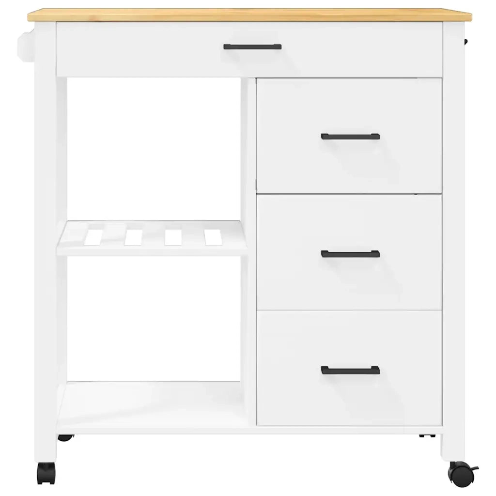 Carrello da Cucina MONZA 84x40x88,5 cm in Legno Massello di Pino 376117