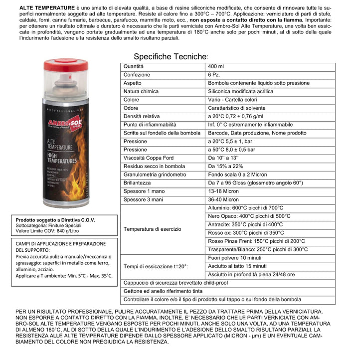 VERNICE ALTE TEMPERATURE 400ML ALLUMINIO SPRAY