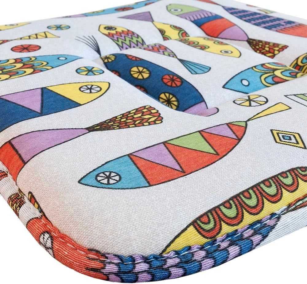 Set 4 Cuscini Sedia Cotone Design Marino Lavabili Coprisedie Universali Con Lacci Fissaggio