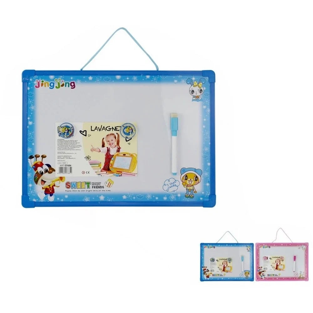 Trade Shop - Lavagna Magnetica Con Cornice In Plastica Per Bambini Con Pennarello Gioco 07684 -