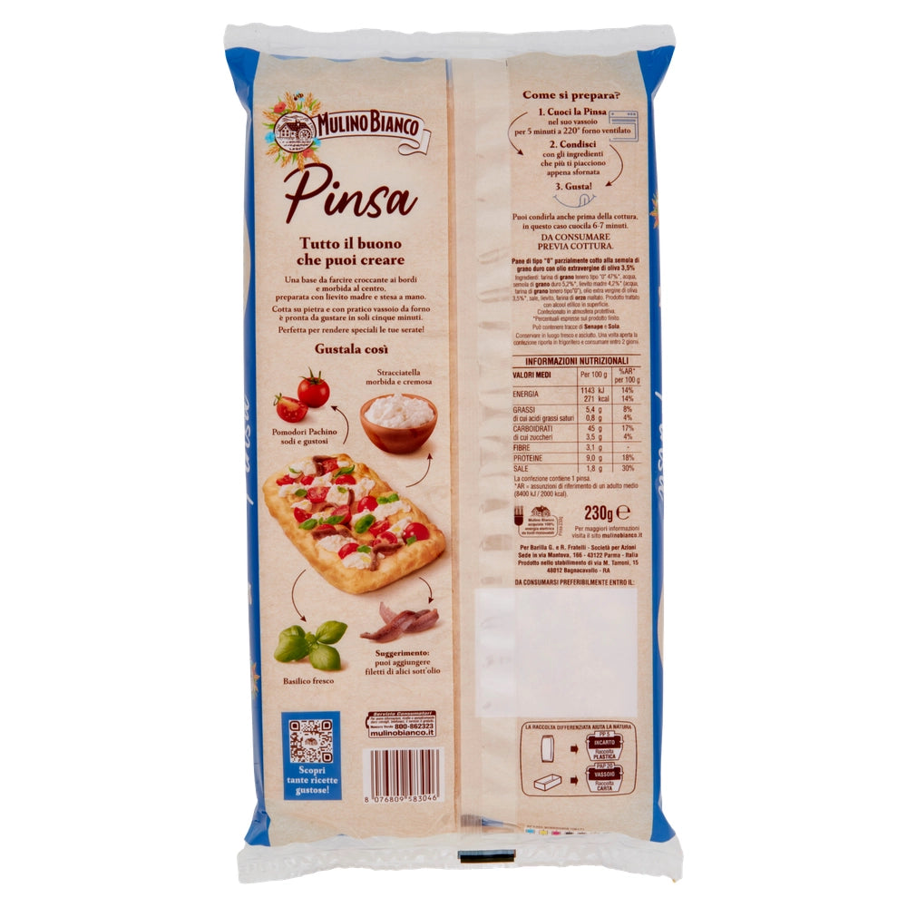 Mulino bianco pinsa cotta su pietra 12 confezioni con vassoio da forno da 230 gr