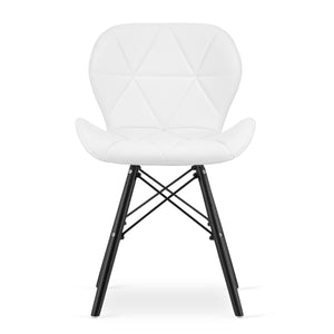 Sedia in ecopelle VALORA WAKO - Design moderno, bianca con gambe nere x2