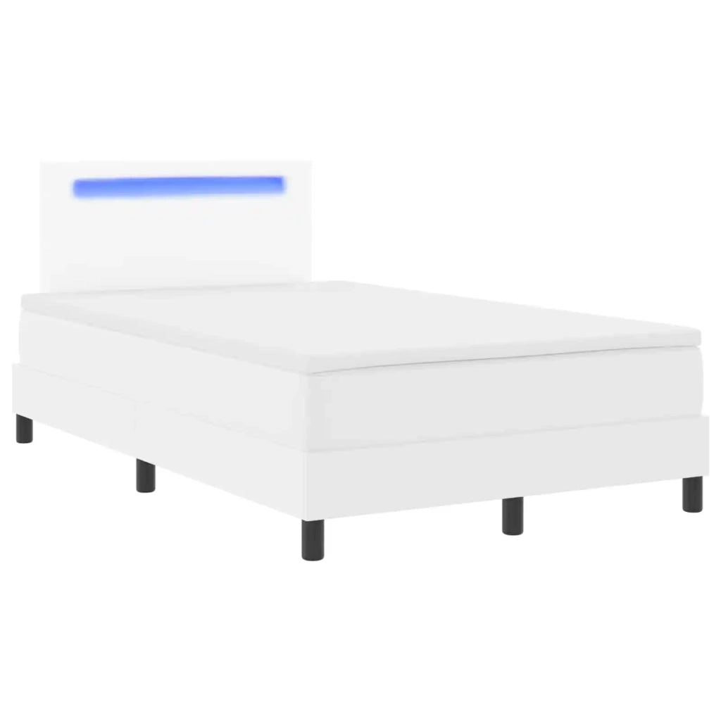 Letto a molle con materasso Bianco 120 x 190 cm Pelle sintetica 3339041