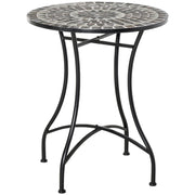 Tavolino da Giardino ed Esterno in Metallo e Ceramica Nero