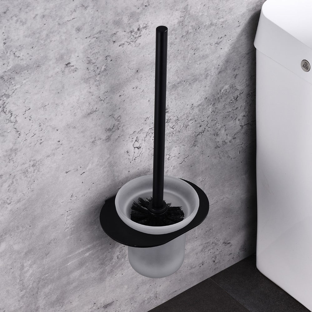 Portascopino da muro nero serie evolution - fissaggio con biadesivo o ad incollo