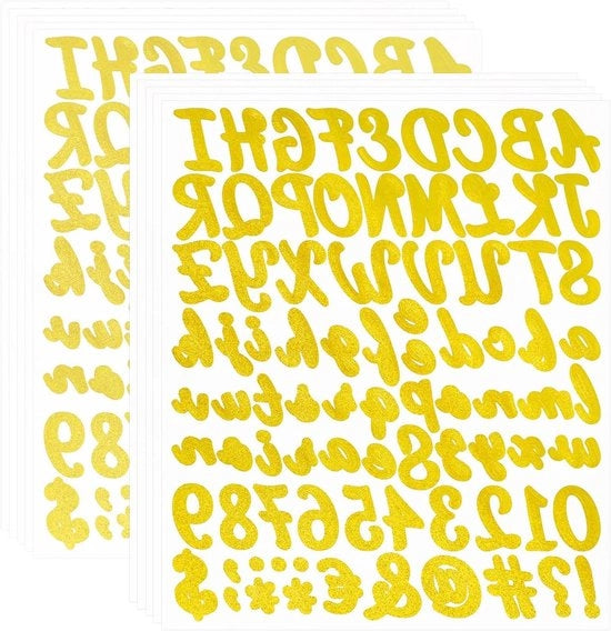 Lettere e Numeri con Glitter Stickers Acquari Immersibili per Scrittura Stile Fine Lavorati a Nastri Oro Adesivi Self-Adesivi per Papier Carta per DIY Scrapbooking Carte di Auguri e Tavole - Set da 10 pezzi