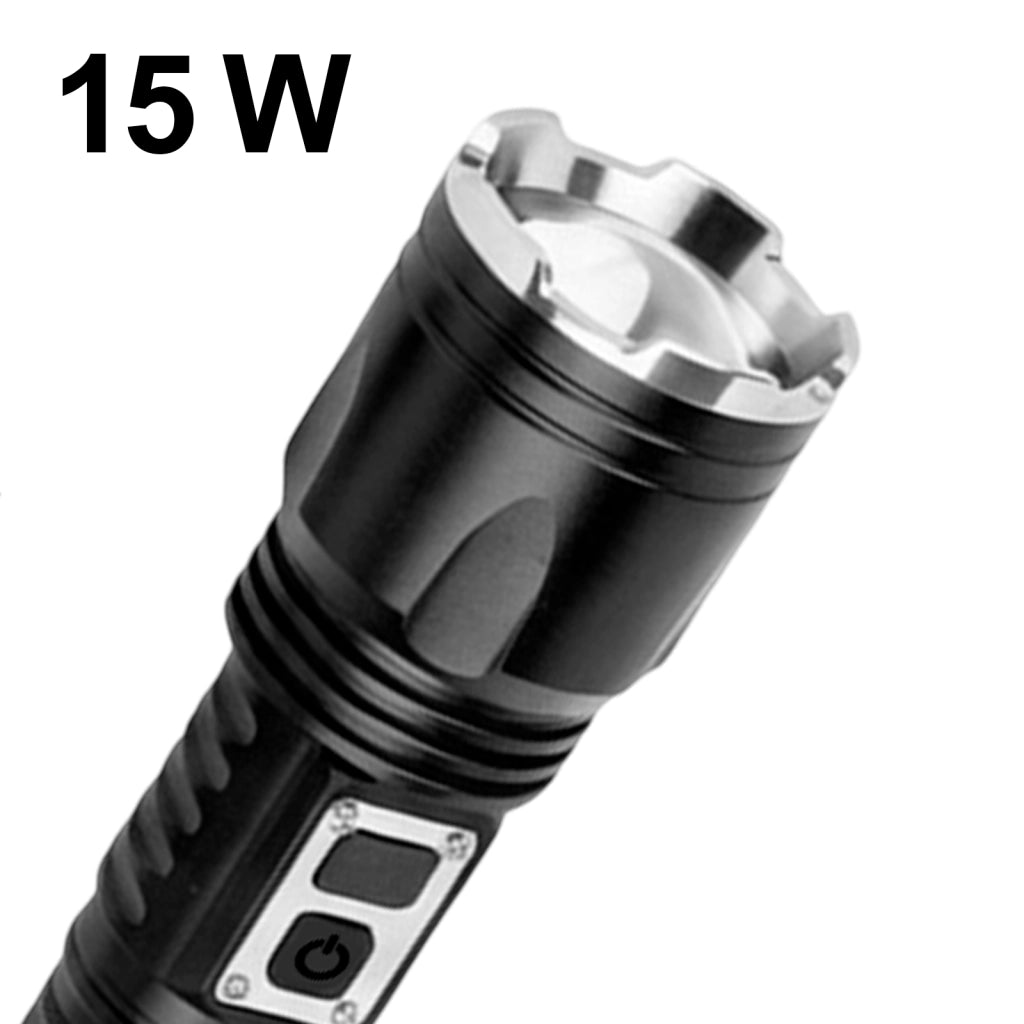 Torcia LED 15W 3 Modalità di Illuminazione Ricaricabile Nero Avizar