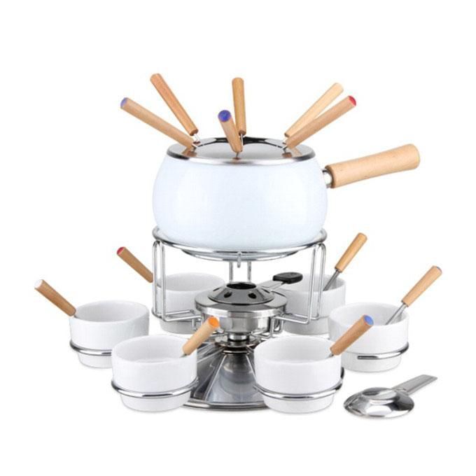 Fonduta Smaltata Bianca Lucida Set Pezzi 23