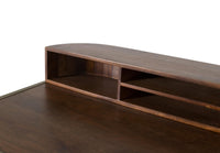 Scrivania artigianale in legno di mango con struttura dorata