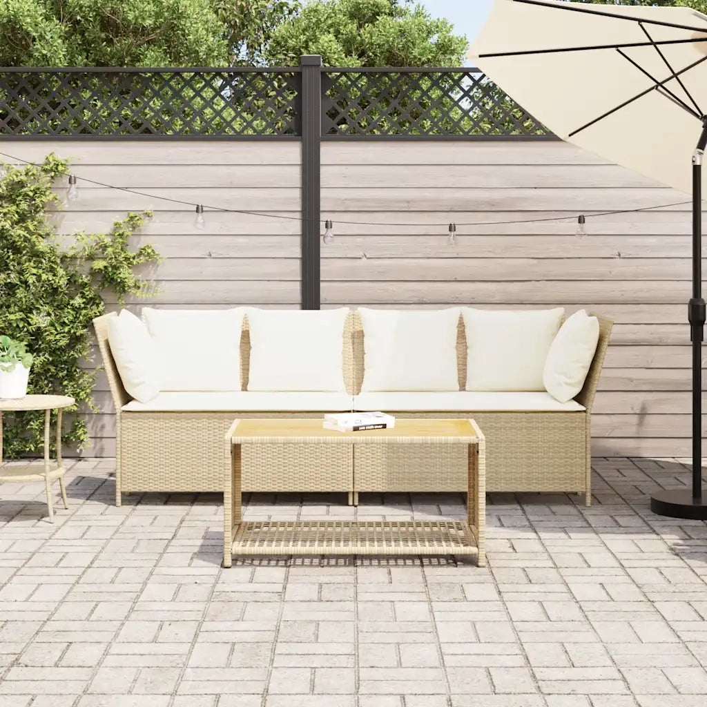 Divano da Giardino con Cuscini in Polyrattan Beige