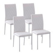 Set 4 Sedie Imbottite da Pranzo con Rivestimento in Similpelle ¨C Zephmum ¨C 41x50x91cm Bianco