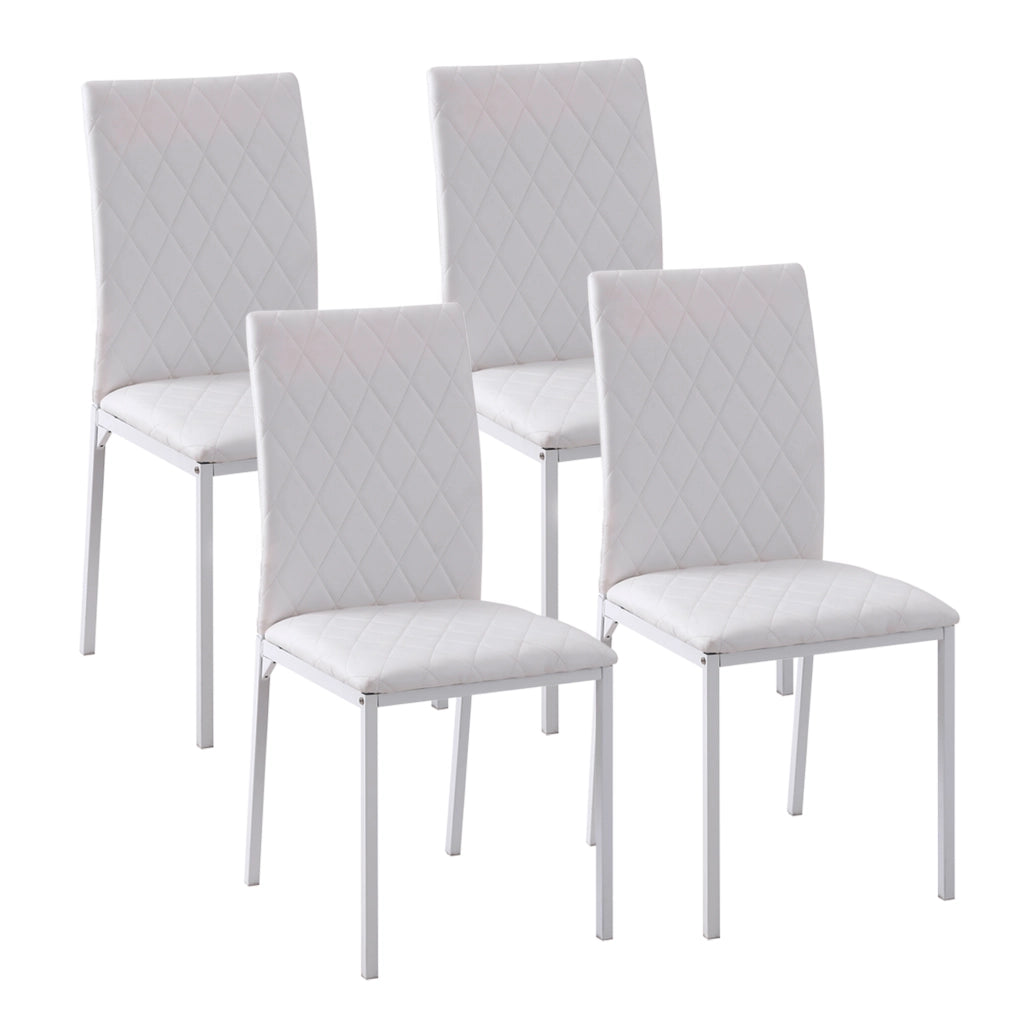 Set 4 Sedie Imbottite da Pranzo con Rivestimento in Similpelle ¨C Zephmum ¨C 41x50x91cm Bianco