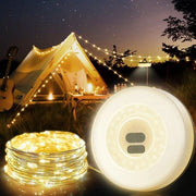 Luci a Led a Stringa Verde - Decorazioni per Viaggi di Camping e RV - 33ft 100 Luci a Led per Feste - Ricaricabile - Modalità di Illuminazione Multiple