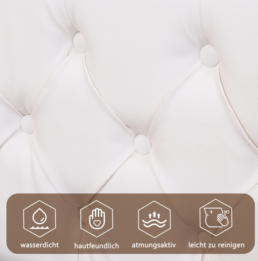 Letto imbottito 180 x 200 cm con rete a doghe; vano contenitore e LED; PU bianco