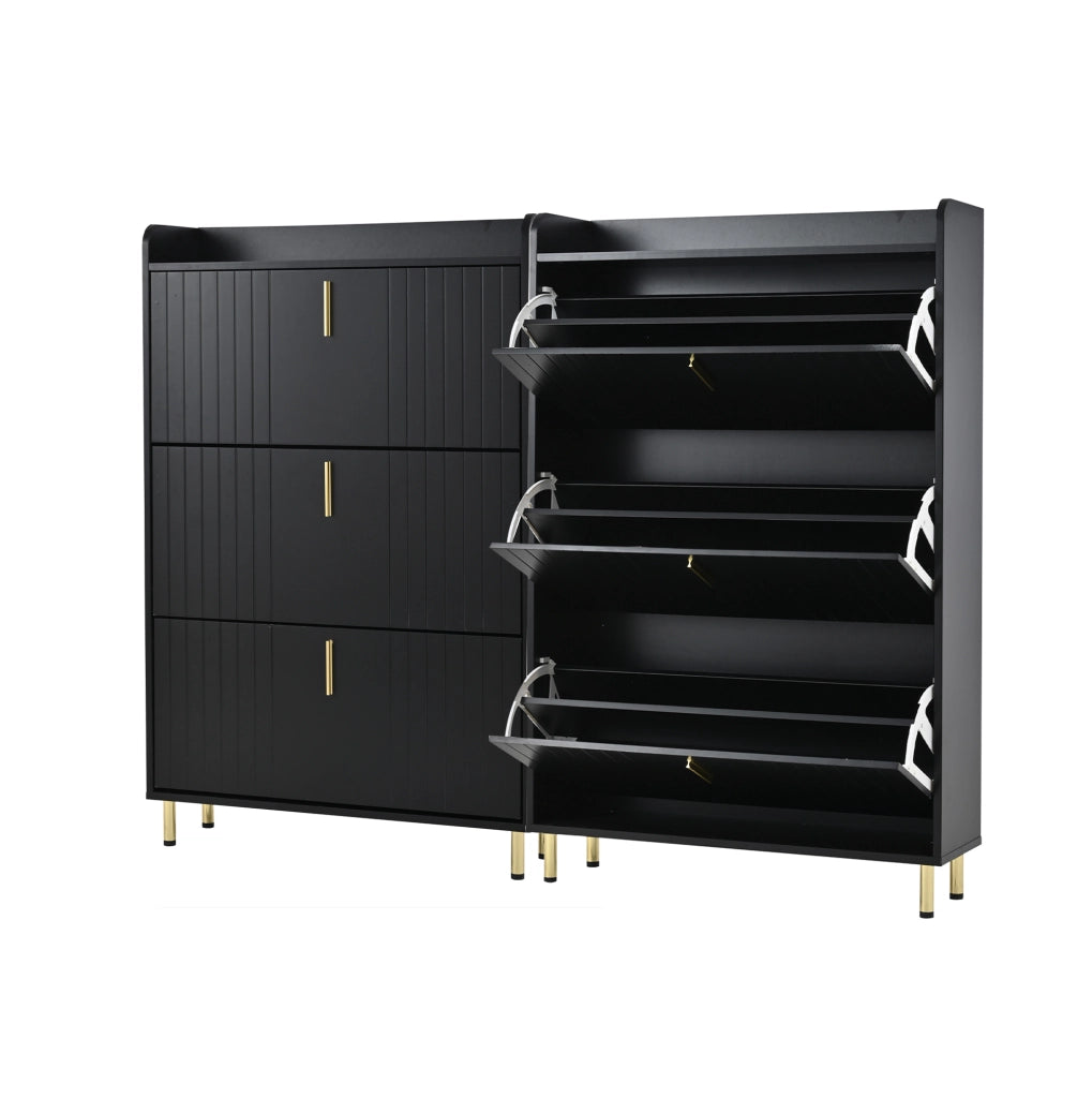 Set di 2 scarpiere nere in MDF 80×23×123,5 cm