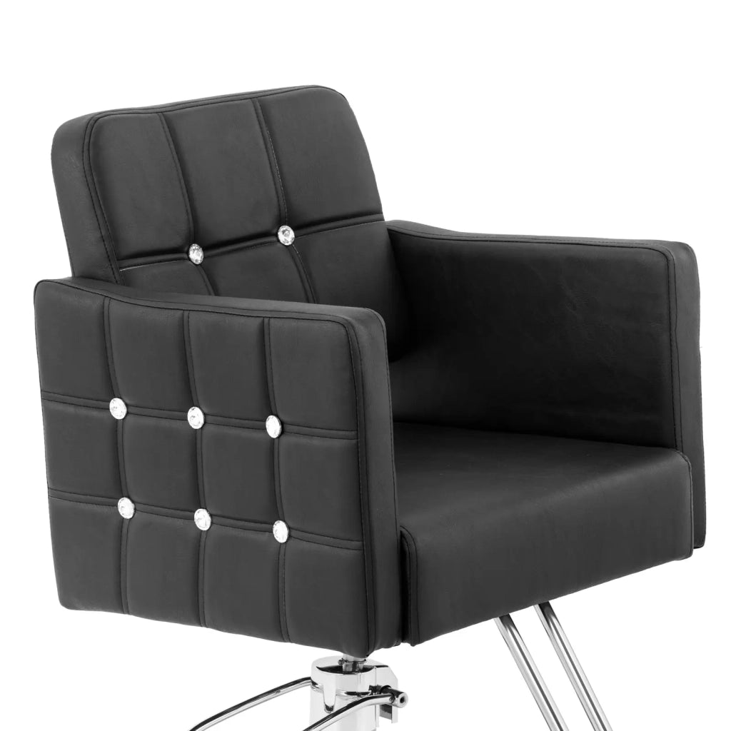 Poltrona professionale per parrucchiere con poggiapiedi altezza seduta 45-55 cm 150 kg acciaio inox PU nero 14_0008959