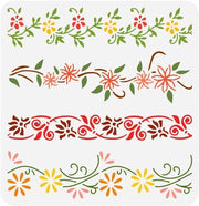 Stencil per Scheda di Decorazione con Disegno di Viti e Fiori per Parete e Mobili da 30x30cm