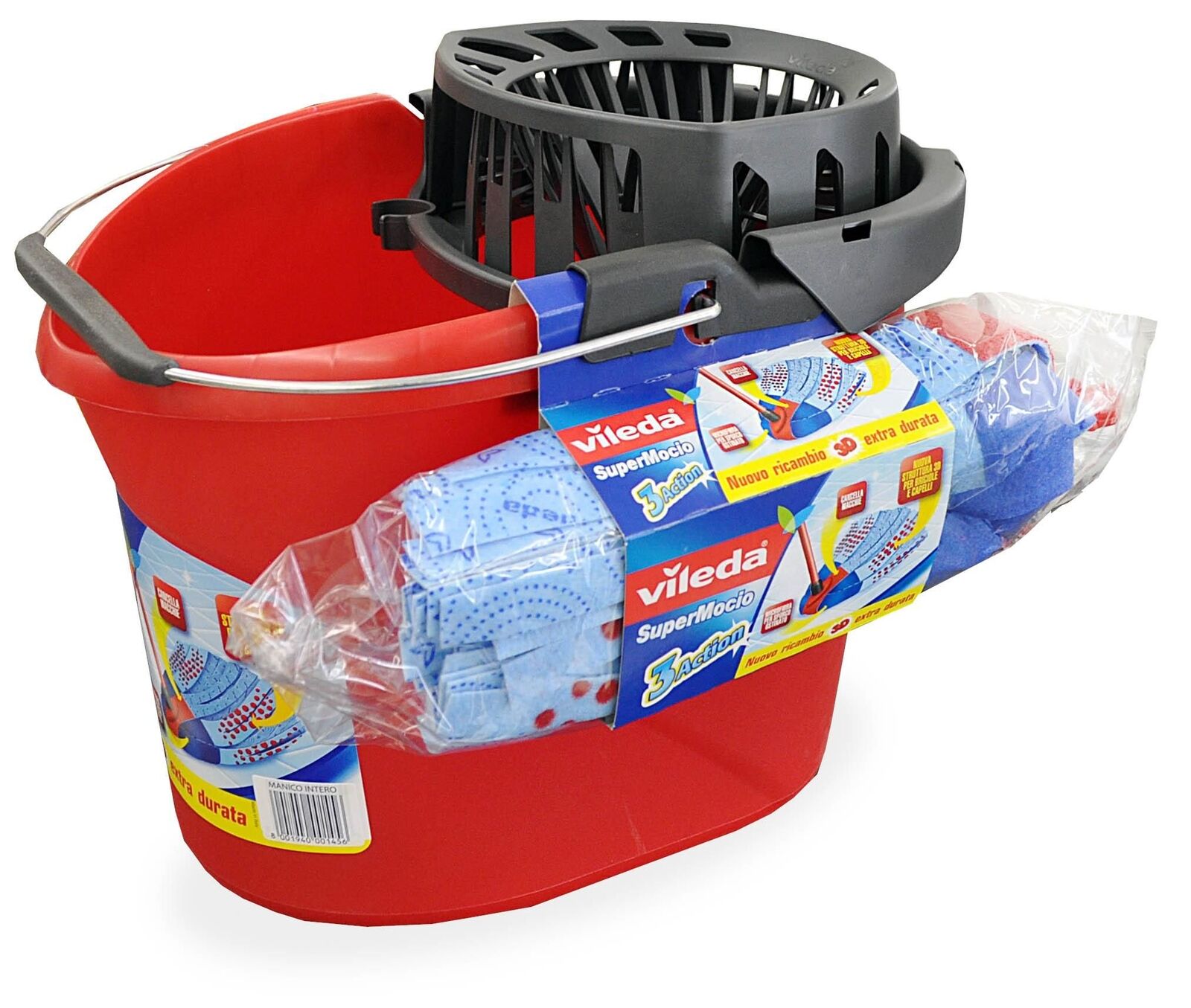 Vileda SuperMocio sistema a mocio e secchio Serbatoio singolo Rosso