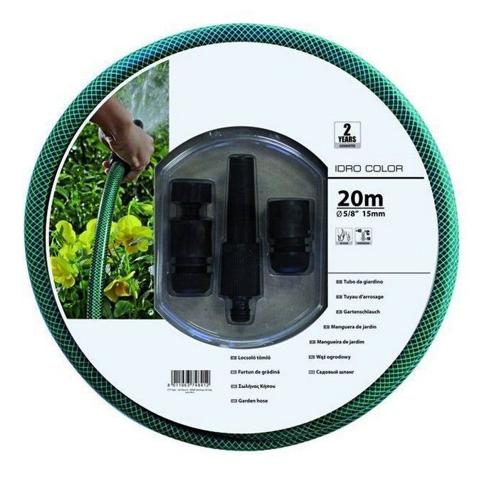 Fitt Tubo per Irrigazione Idro-Color Lunghezza 20 metri Diametro 5-8'' Nero e Verde