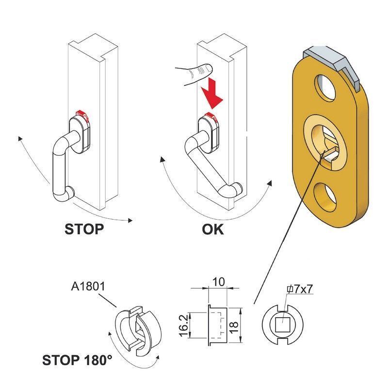 Disec Bmar02Ol Blocca Martelline Interasse Fori Mm 43 Misura 65 X 30 Profondita' Mm 8 Ottone Lucido
