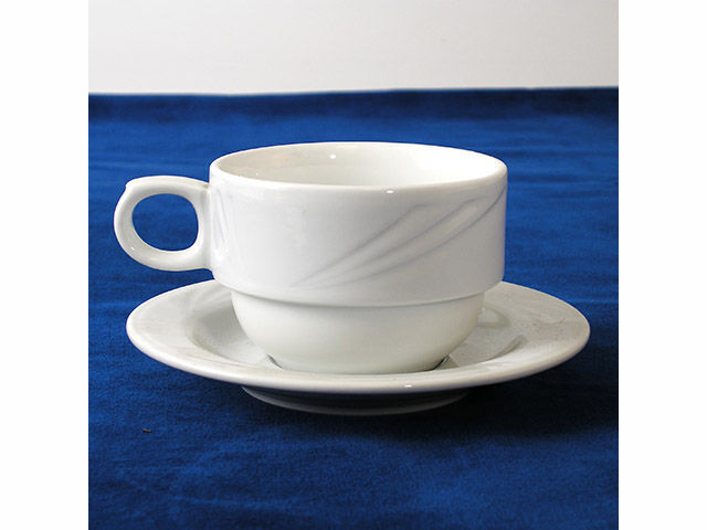 Lubiana 022-14.5 Confezione 6 Tazze da Colazione con Piattino Arcadia Bianco