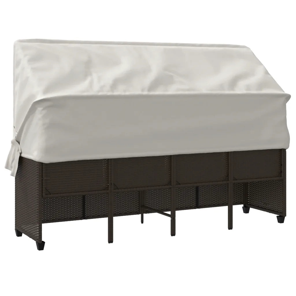Lettino Prendisole | Sdraio da giardino | Lettino da sole con Baldacchino e Cuscini Marrone?Polyrattan