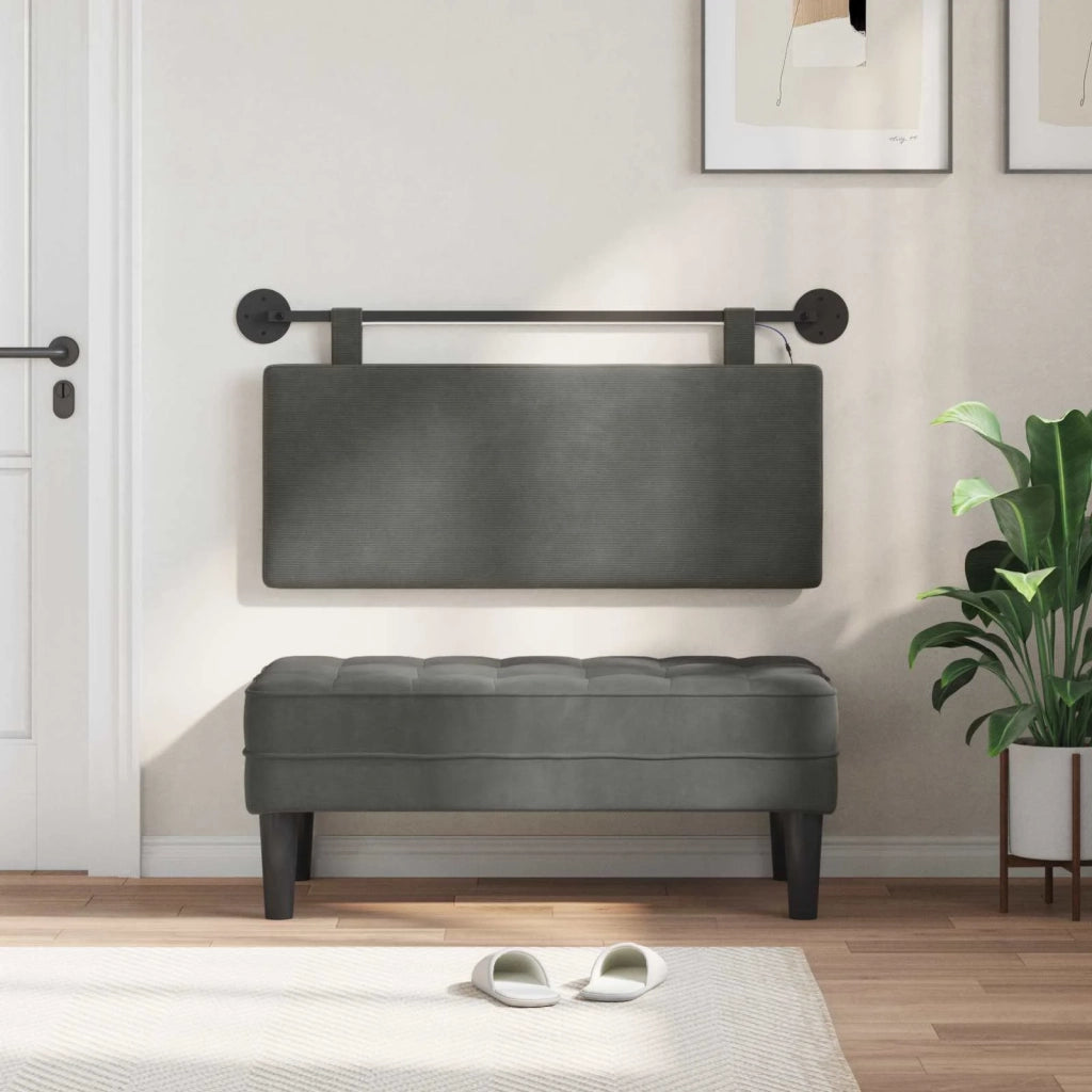 Testiera | Testata sospesa Con luce LED Grigio Scuro Tessuto in Cords