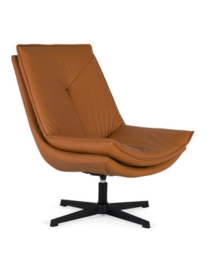 Poltrona girevole rivestita in pelle sintetica e imbottitura