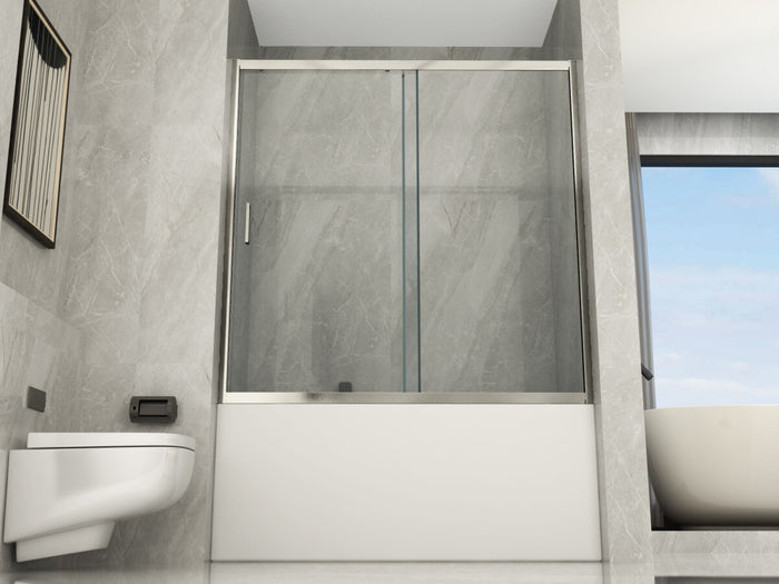 Box doccia per Vasca Sopravasca in vetro da 6 mm 1 lato apertura scorrevole trasparente - Misura: 145 x h150