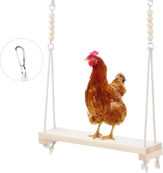 Sommersiello per Polli con Braccia in Legno - Giocattolo per Uccelli e Pappagalli.