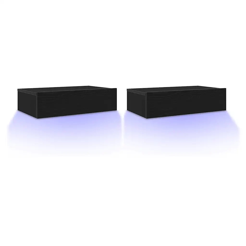 Set di 2 supporti per TV con illuminazione LED moderna e pratica vano portaoggetti ottimizzato 60 x 35 x 15 cm legno composito nero 02_0051798