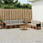 Set di divani da esterno 7 pz Naturale e Grigio Chiaro 3385042