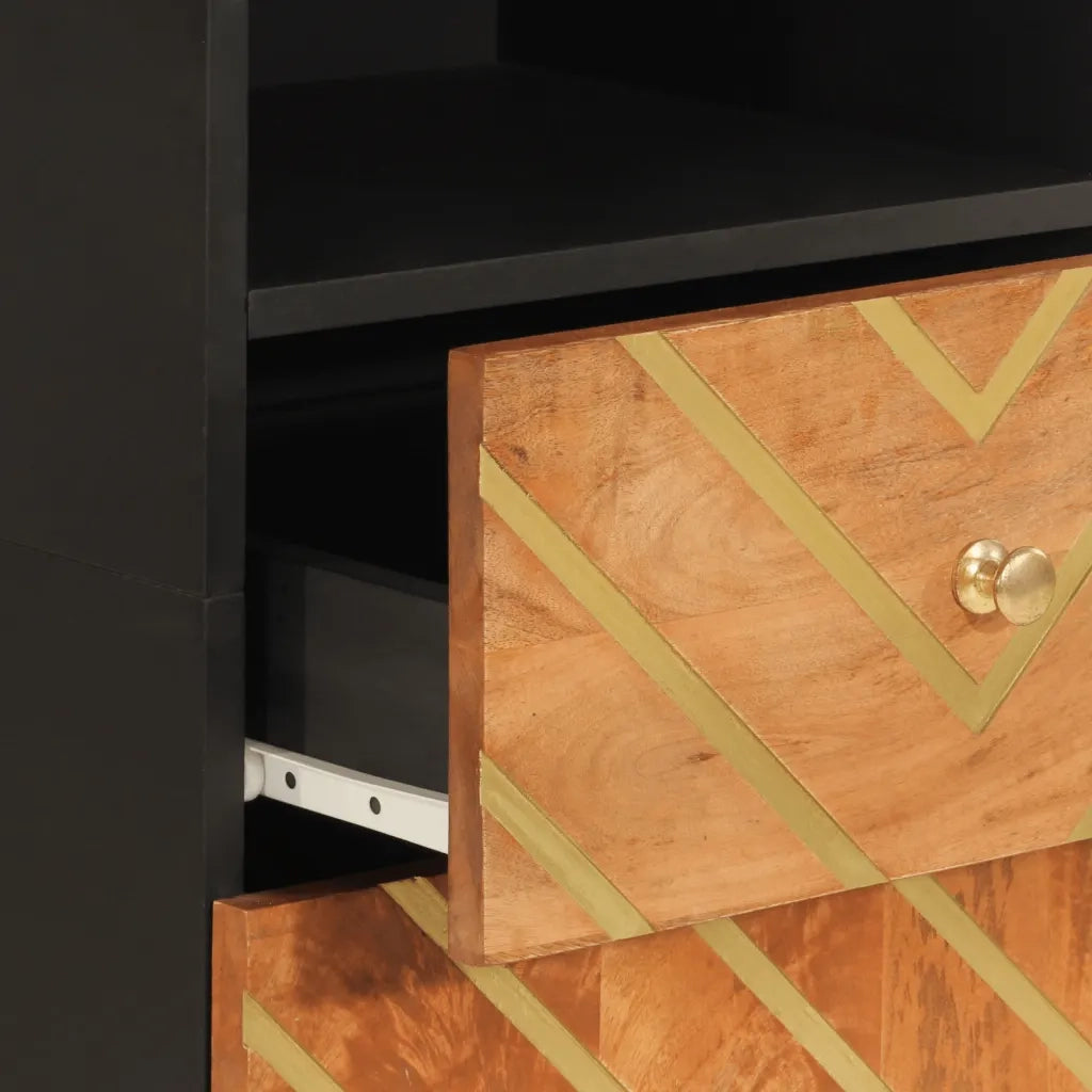 Mobile da Bagno Marrone e Nero 38x33,5x160 cm in Legno di Mango