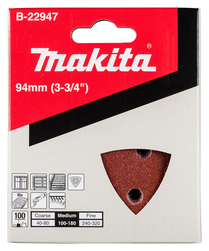 Set 10 carte abrasive Makita a delta 93mm grana 100 B-22947