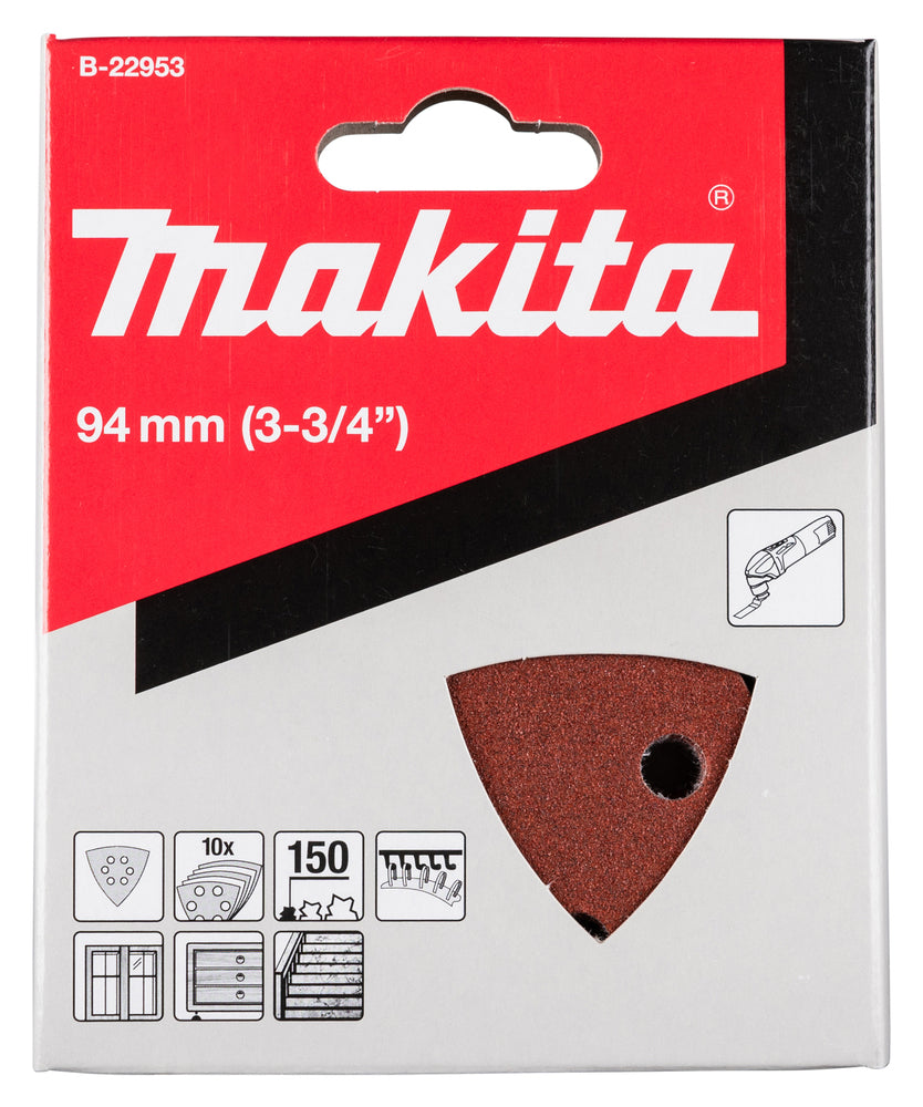 Set 10 carte abrasive Makita a delta 93mm grana 150 B-22953