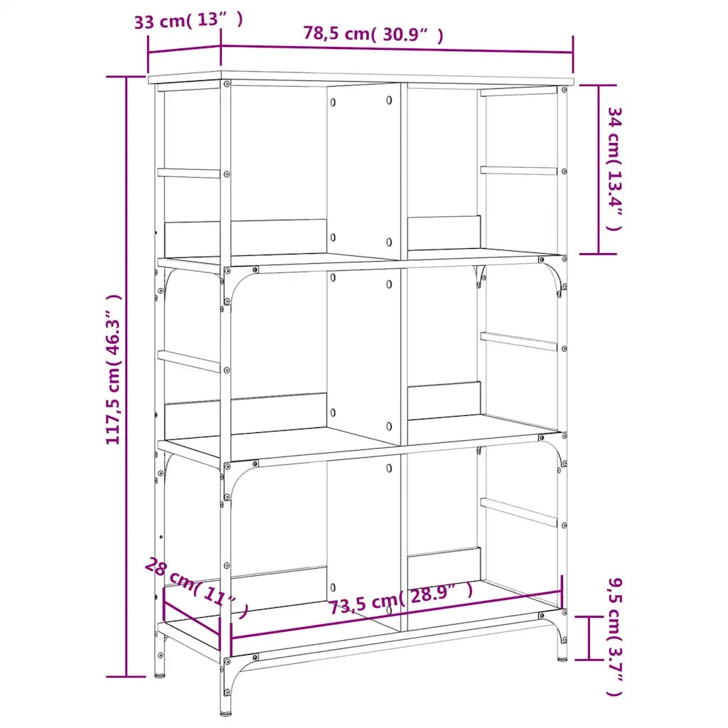 Libreria Rovere Marrone 78,5x33x117,5 cm in Legno Multistrato 835253
