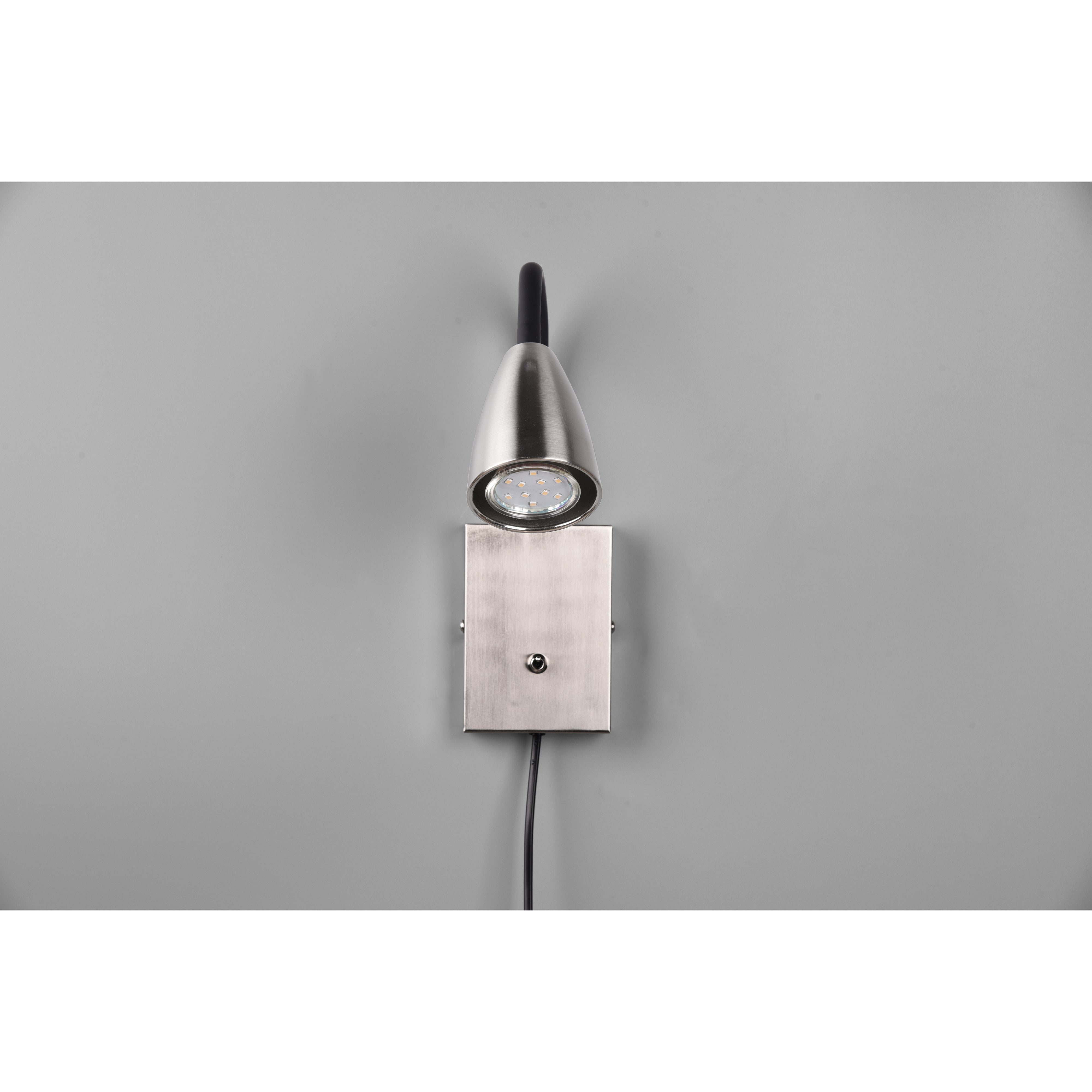 APPLIQUE WANDA FLESSIBILE GU10 H24CM NERA/ACCIAIO.