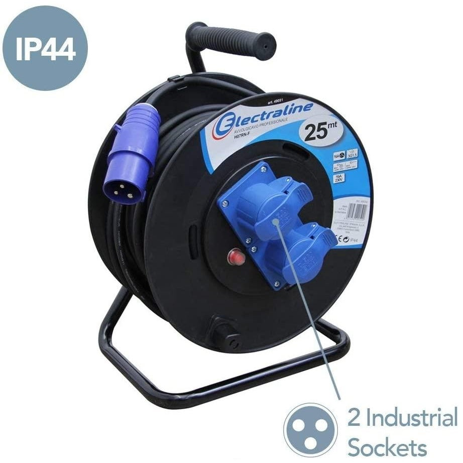 AVVOLGICAVO INDUSTRIALE 25M 3GX2.5MM 16A 2 PRESE