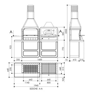 BARBECUE PORTOFINO 194X64XH229CM LEGNA E CARBONE