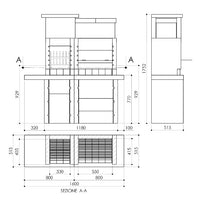 BARBECUE SAN PEDRO 160X52XH175CM LEGNA E CARBONE