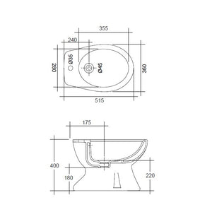BIDET IDRO IN CERAMICA BIANCA A TERRA