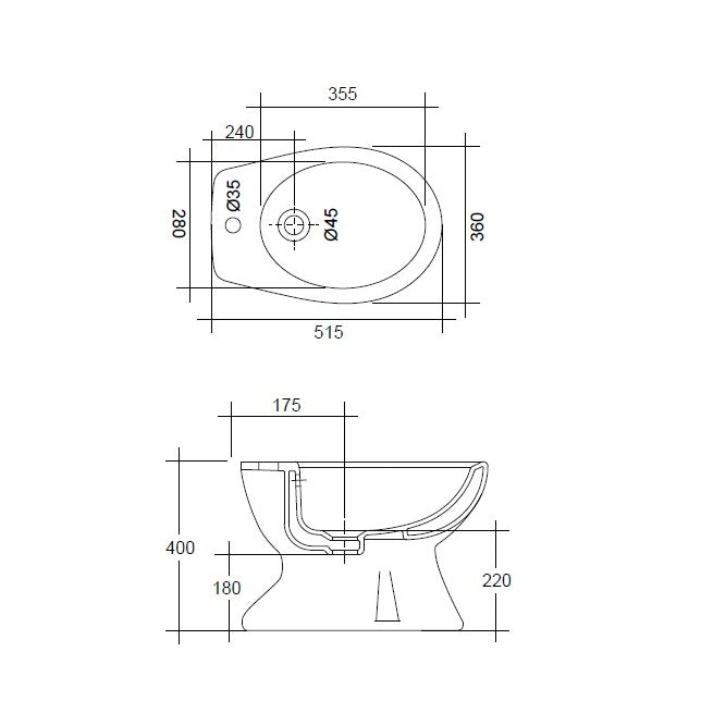 BIDET IDRO IN CERAMICA BIANCA A TERRA