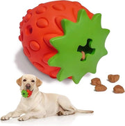 Giocattolo interattivo per cani grandi - Cura dei denti e pallone snack - Gomma naturale e resistente - Forma fragola