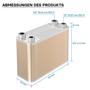Scambiatore a piastre saldobrasate in acciaio inox, 60 piastre, max 130 kW