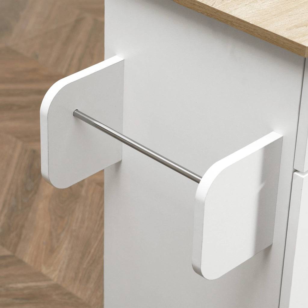Carrello da Cucina con Cassetto, Ante, Appendiabiti e Spice Rack ¨C Zephmum ¨C Bianco 105x36x85 cm
