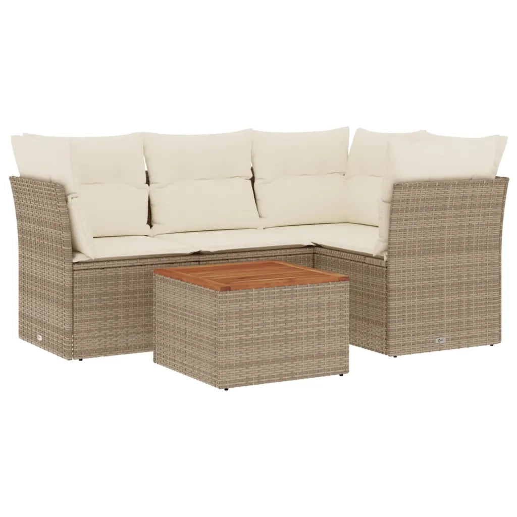 Set Divano da Giardino 5 pz con Cuscini Beige in Polyrattan 3255953