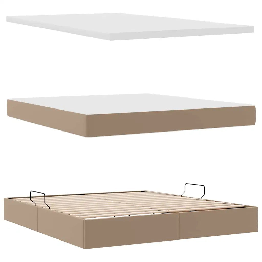 Letto con contenitore e materasso Cappuccino 160 x 200 cm 3370173