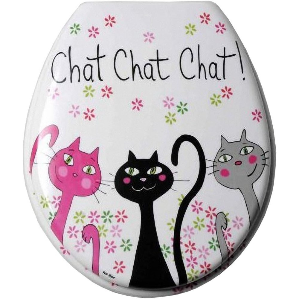 Foxtrot 12003cha - sedile per wc, motivo gatto, materiale: plast