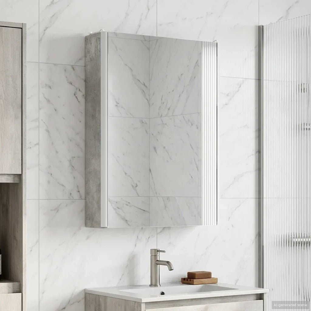 Mobiletto per specchio da bagno Grigio cemento